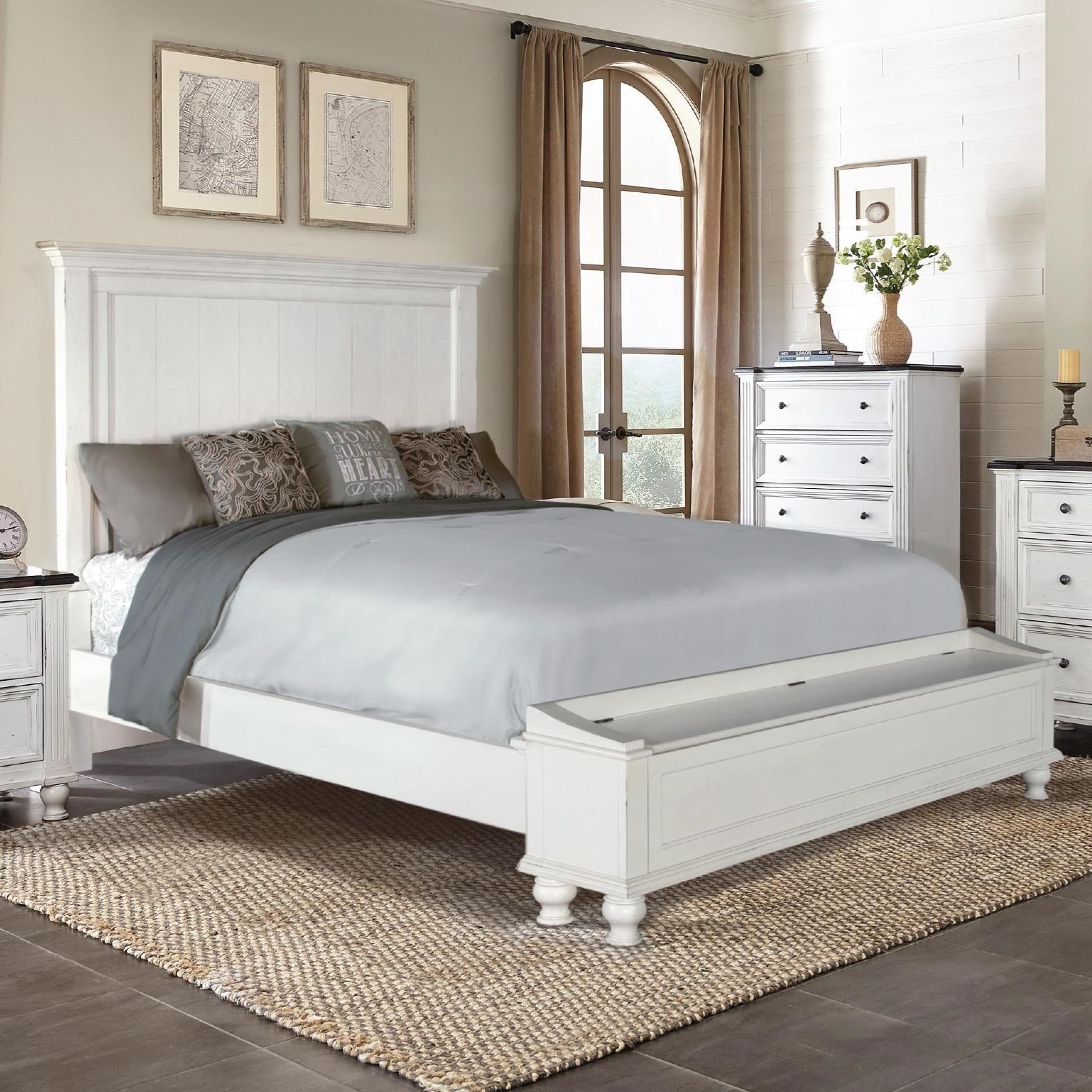 Sunny Designs Carriage House King Storage Bed with Bench Footboard
